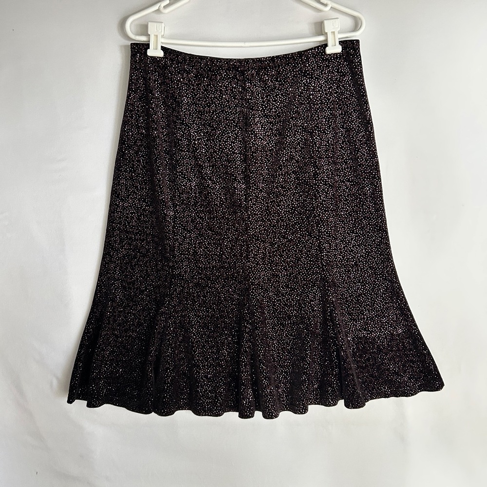 Vintage Velvet Bling Trumpet Fairygoth Flared Black Purple Skirt Womens L Y2K - Picture 3 of 15